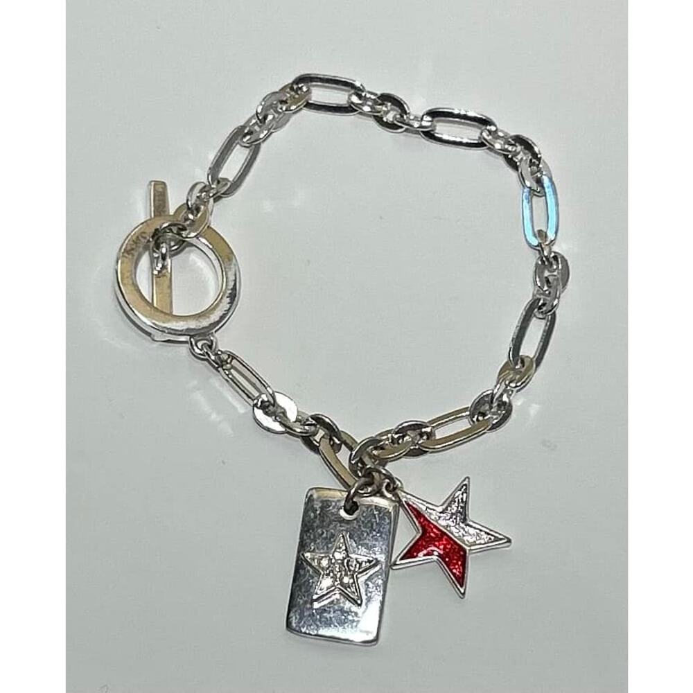 TOMMY HILFIGER Silver Stars Chain Bracelet Womens 7"
